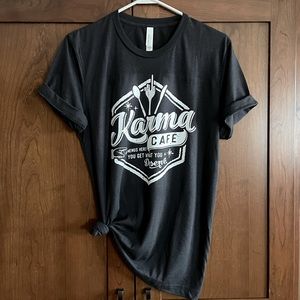 Karma Cafe womens tee size medium, new
